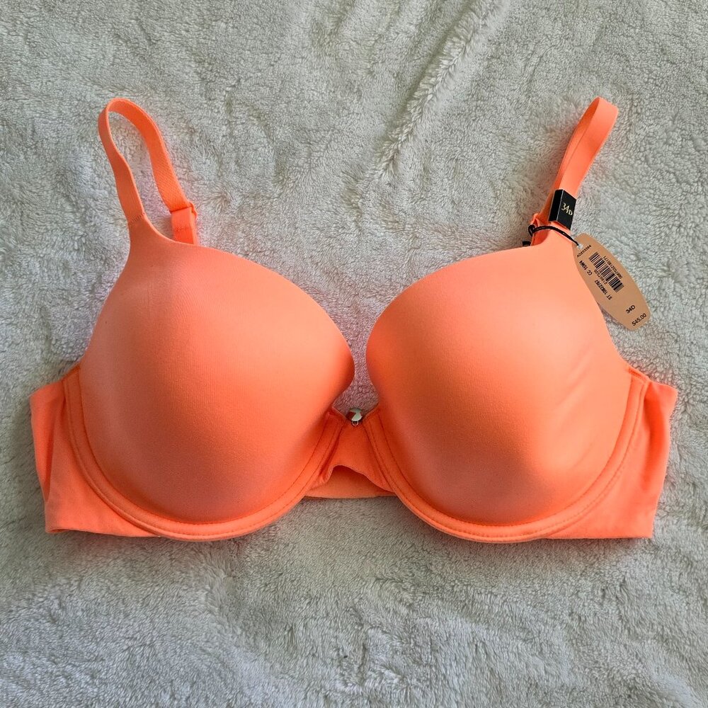 NWT VS Pink Orange Cream Victoria's Secret Lined Demi 34D